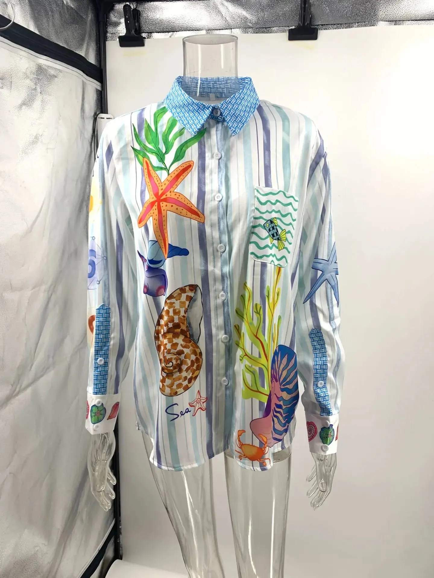 2024 New Satin Floral Graffiti Print Casual Shirt and Pants Two-Piece Set