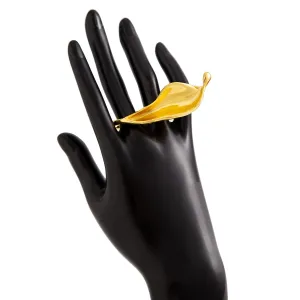 Abstract Gold Silver Plated Leaf Double Finger Ring