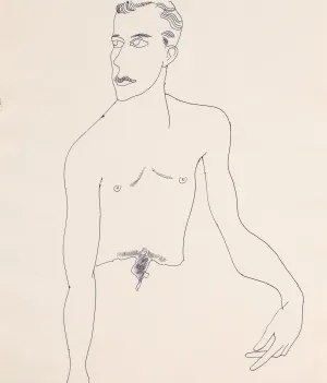 ANDY WARHOL "SEATED MAN" DRAWING, 1956
