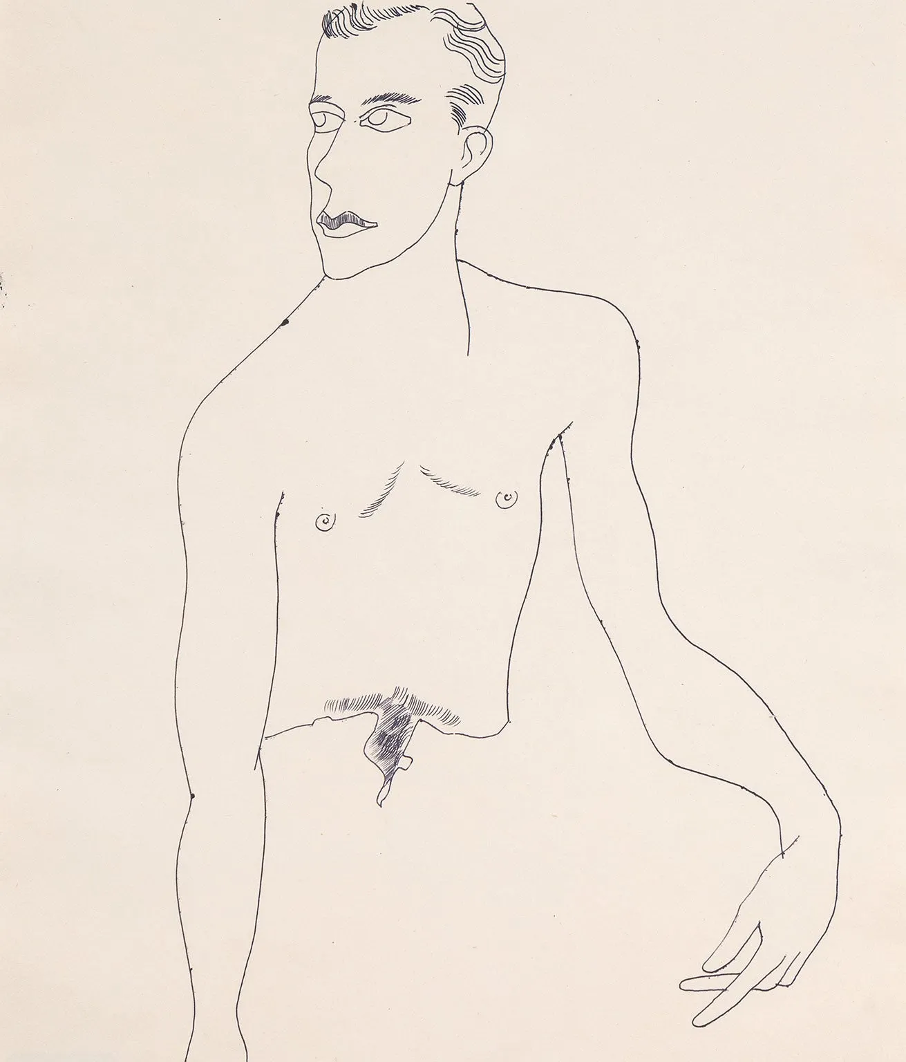 ANDY WARHOL "SEATED MAN" DRAWING, 1956