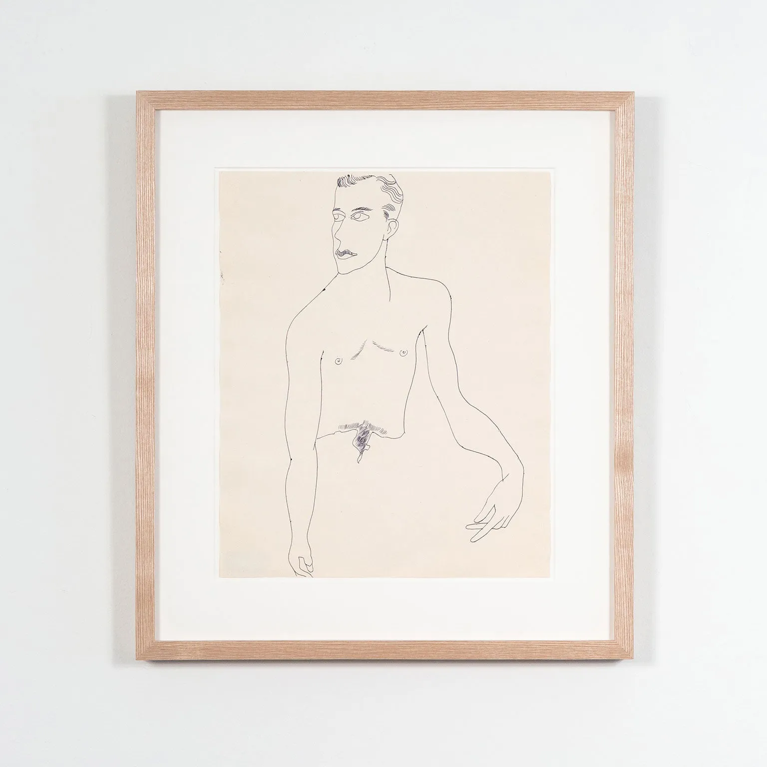 ANDY WARHOL "SEATED MAN" DRAWING, 1956