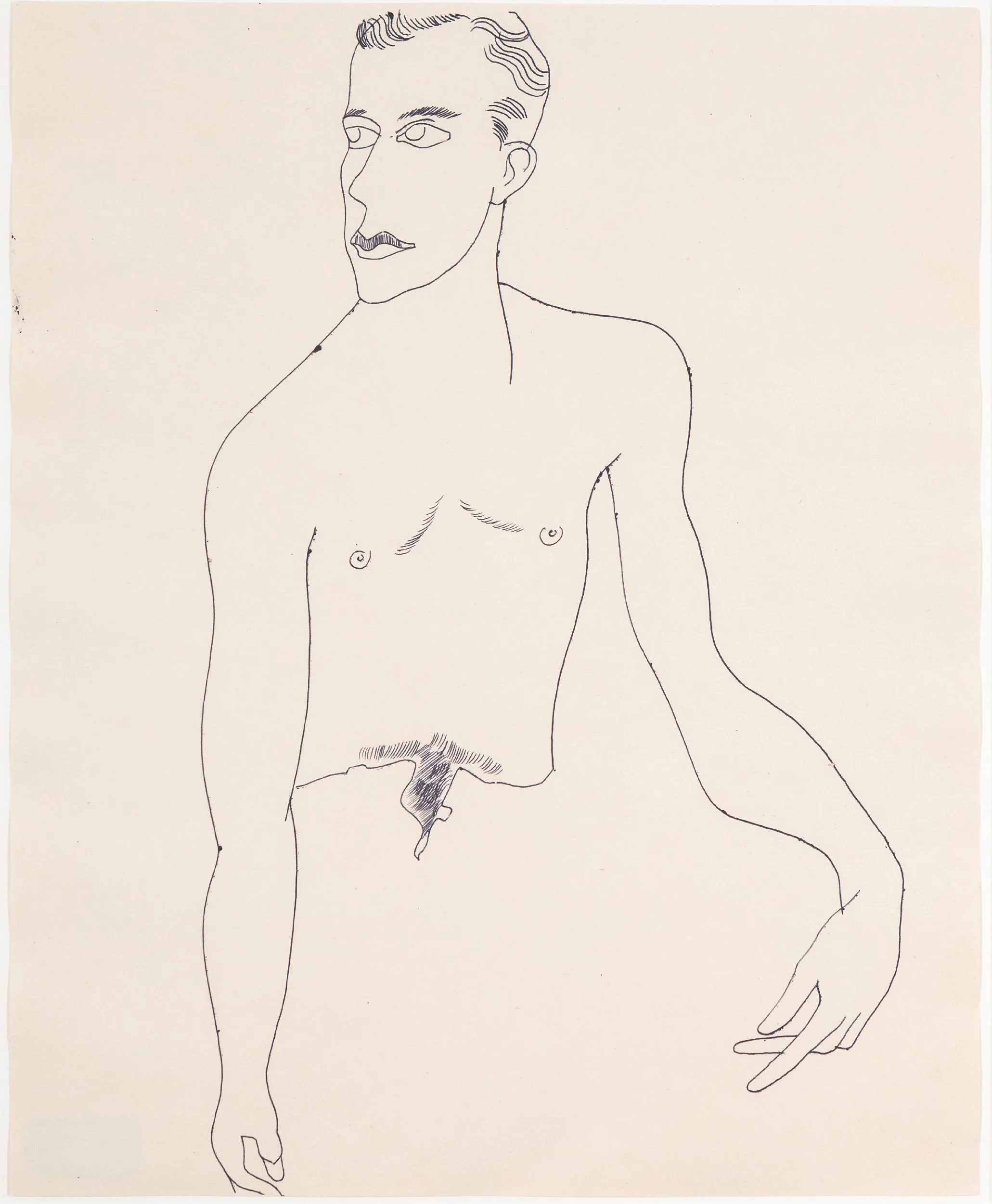 ANDY WARHOL "SEATED MAN" DRAWING, 1956