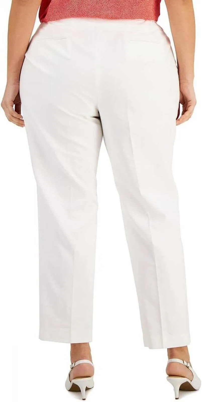 Anne Klein Plus Bowie Cotton Stretch Straight Leg Pants Bright White 24W