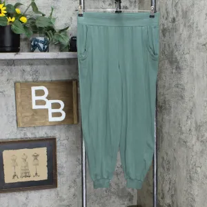AnyBody Women's Cozy Knit Ribbed Jogger Pants Duck Green Small