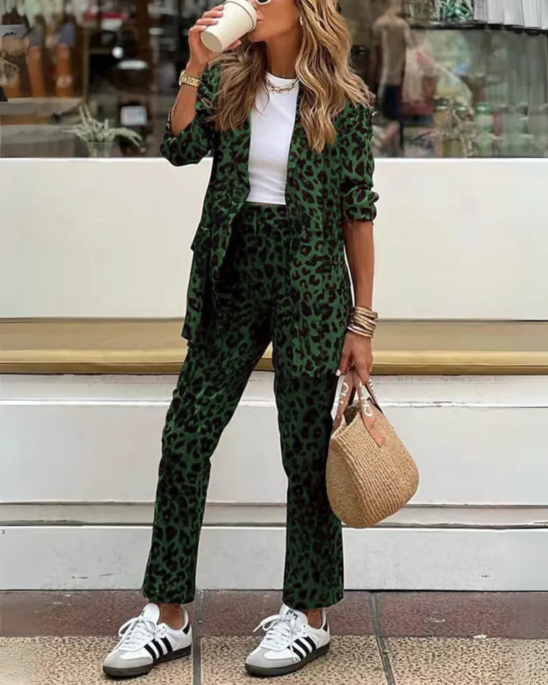 ARILA - Leopard Print Suit & Pants Set