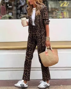 ARILA - Leopard Print Suit & Pants Set