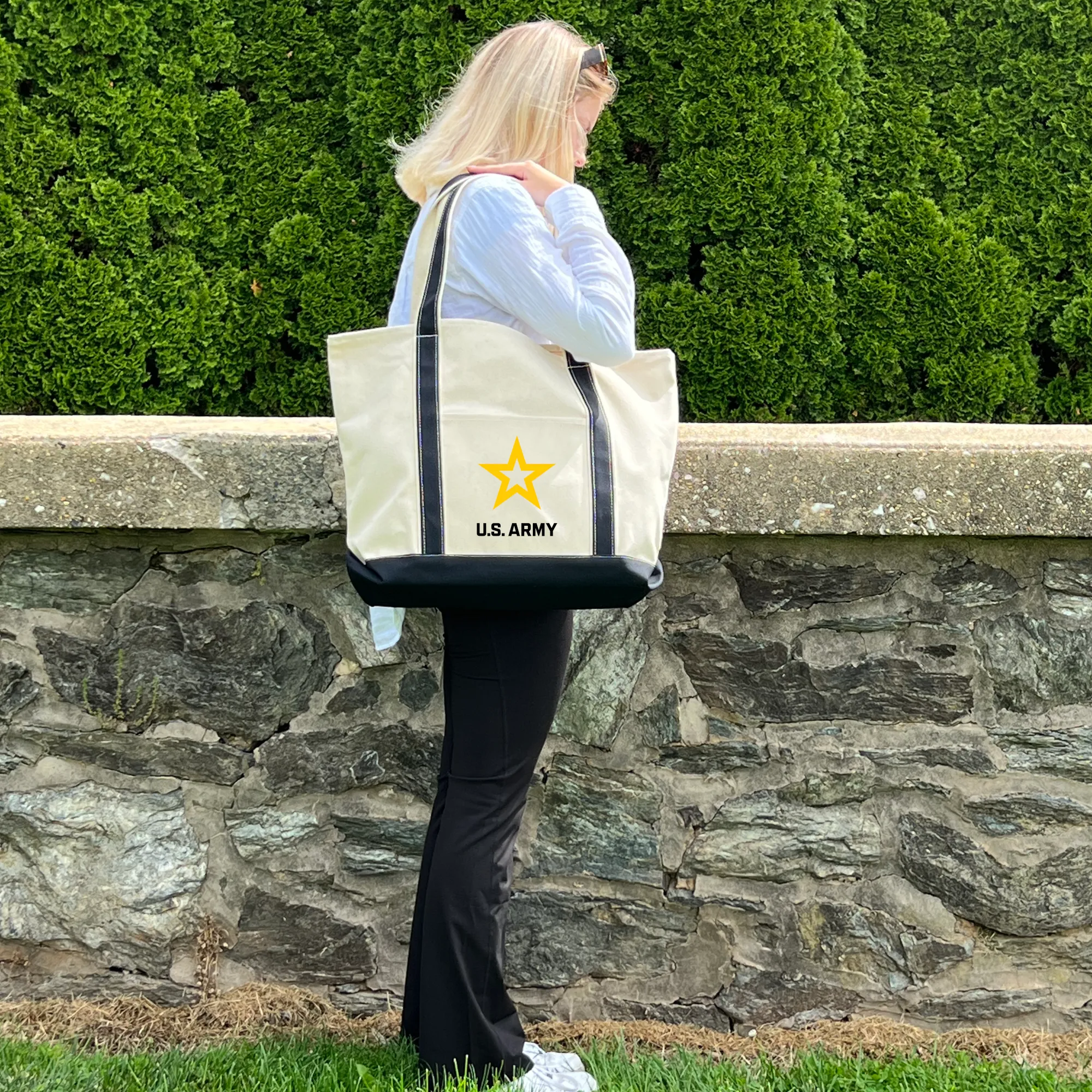 Army Star Classic Natural Canvas Tote (Natural/Black)