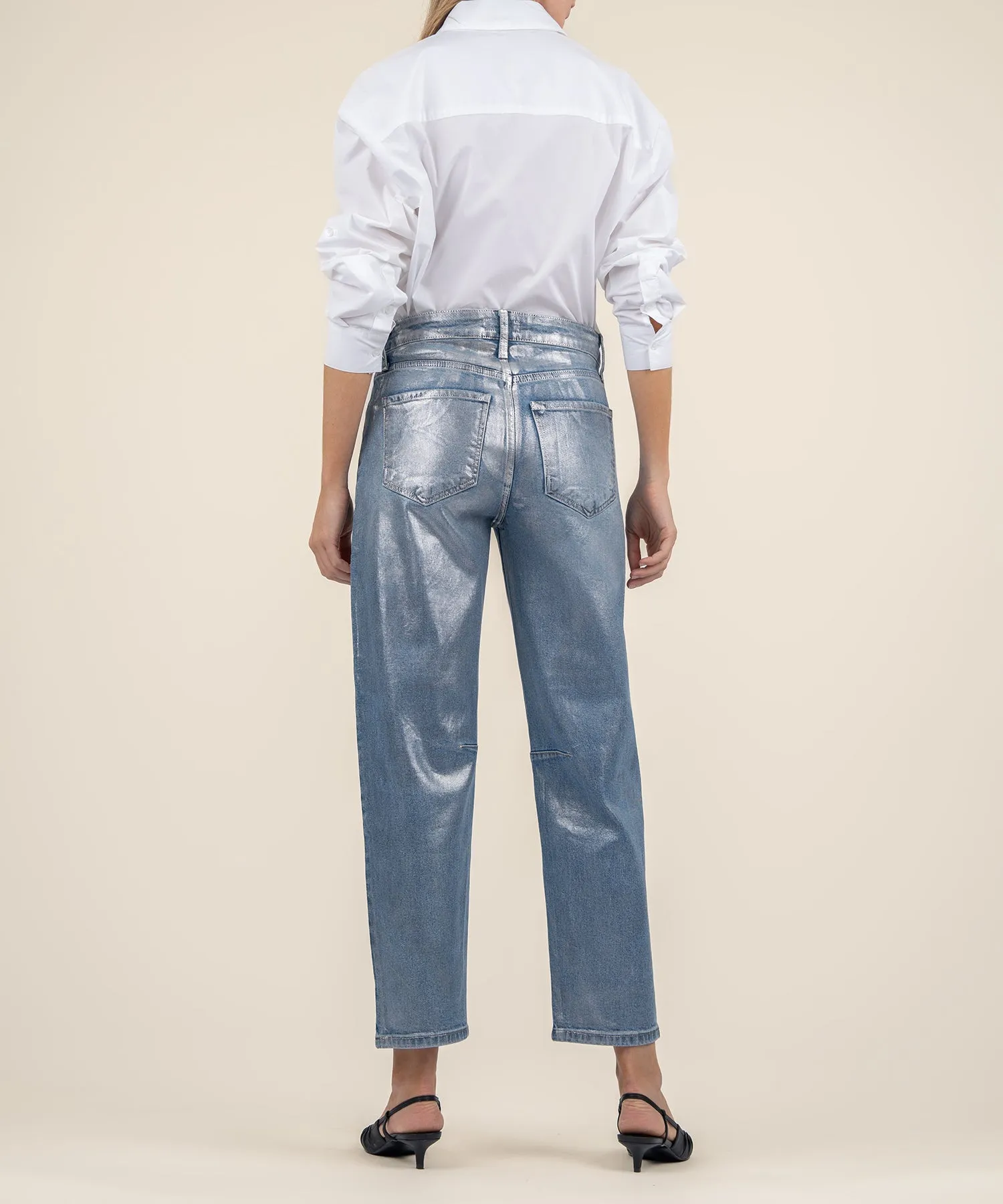 Ashley Silver Foil High Rise Barrel Leg - FINAL SALE