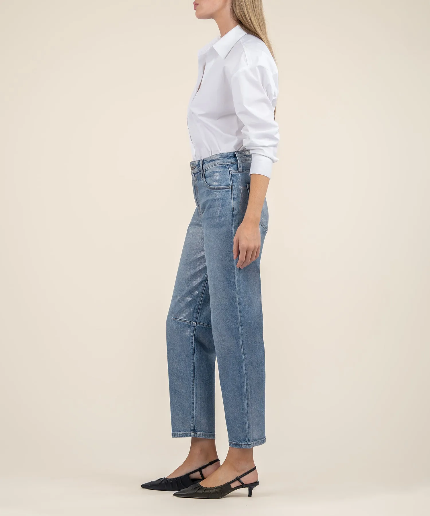 Ashley Silver Foil High Rise Barrel Leg - FINAL SALE