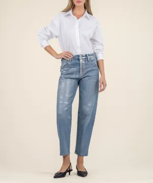 Ashley Silver Foil High Rise Barrel Leg - FINAL SALE
