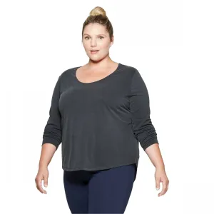 Ava & Viv Women's Plus Size Long Sleeve Scoop Neck Sandwash Top