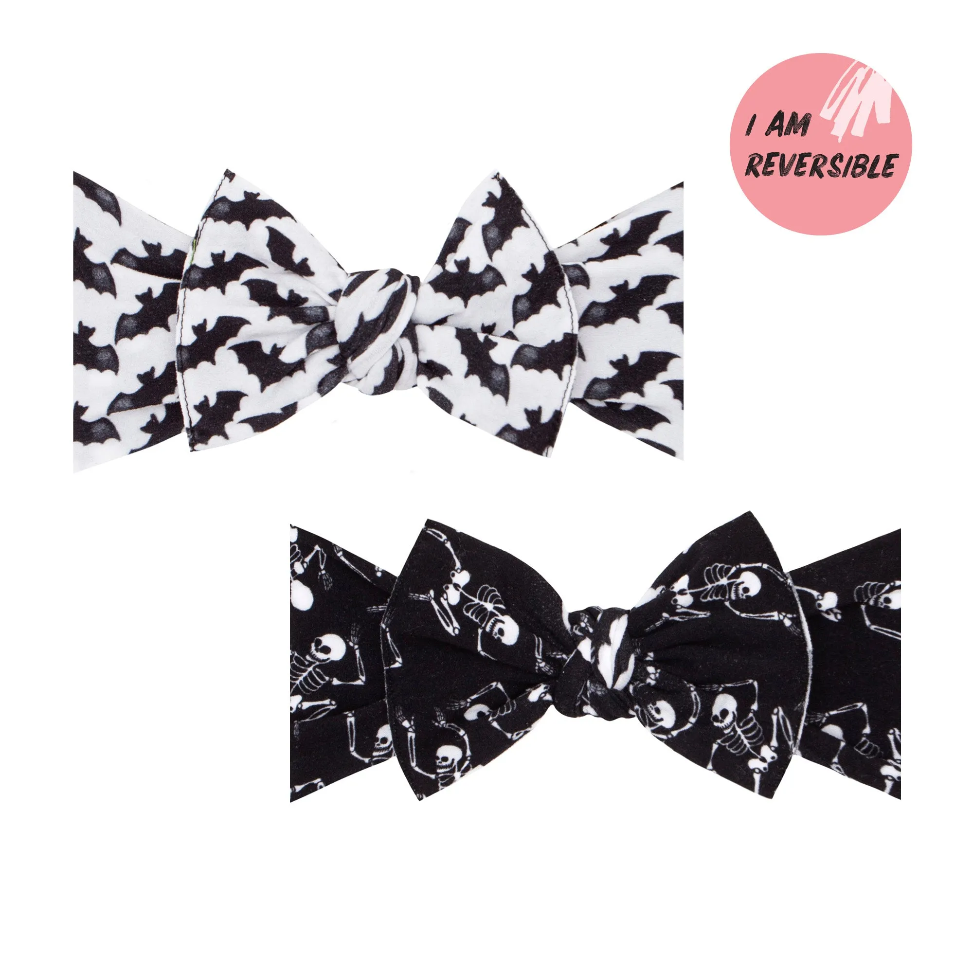 Baby Bling Spooky Reverse-A-Bow Printed Knot Headband