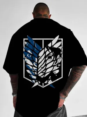 Black trendy wings printed T-shirt