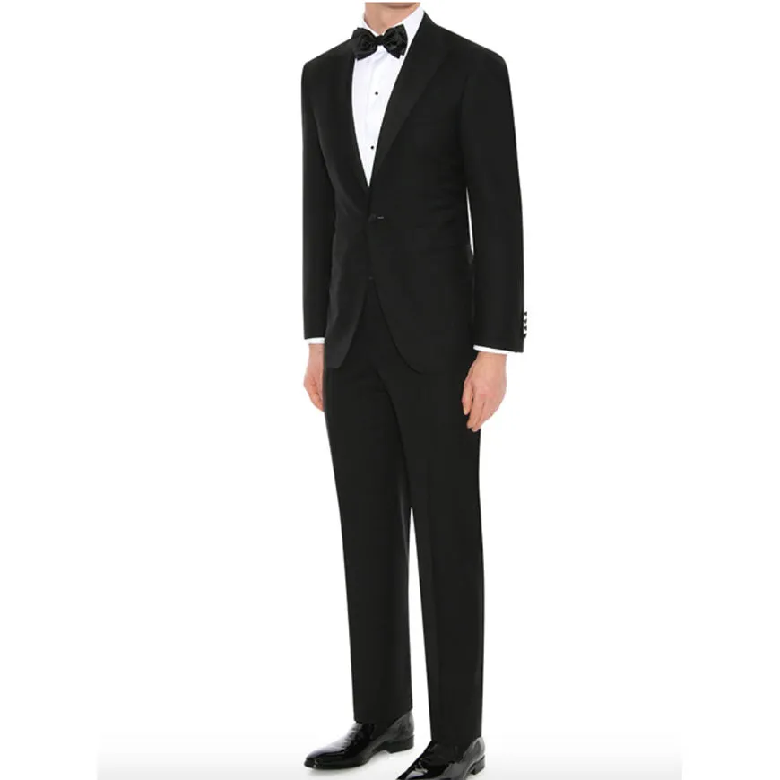 Black Wool Tuxedo With Silk Peak Lapels