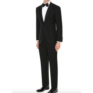 Black Wool Tuxedo With Silk Peak Lapels