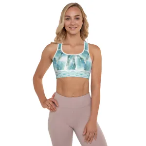 Blue and Green Watercolor Brushstrokes - Padded Sports Bra