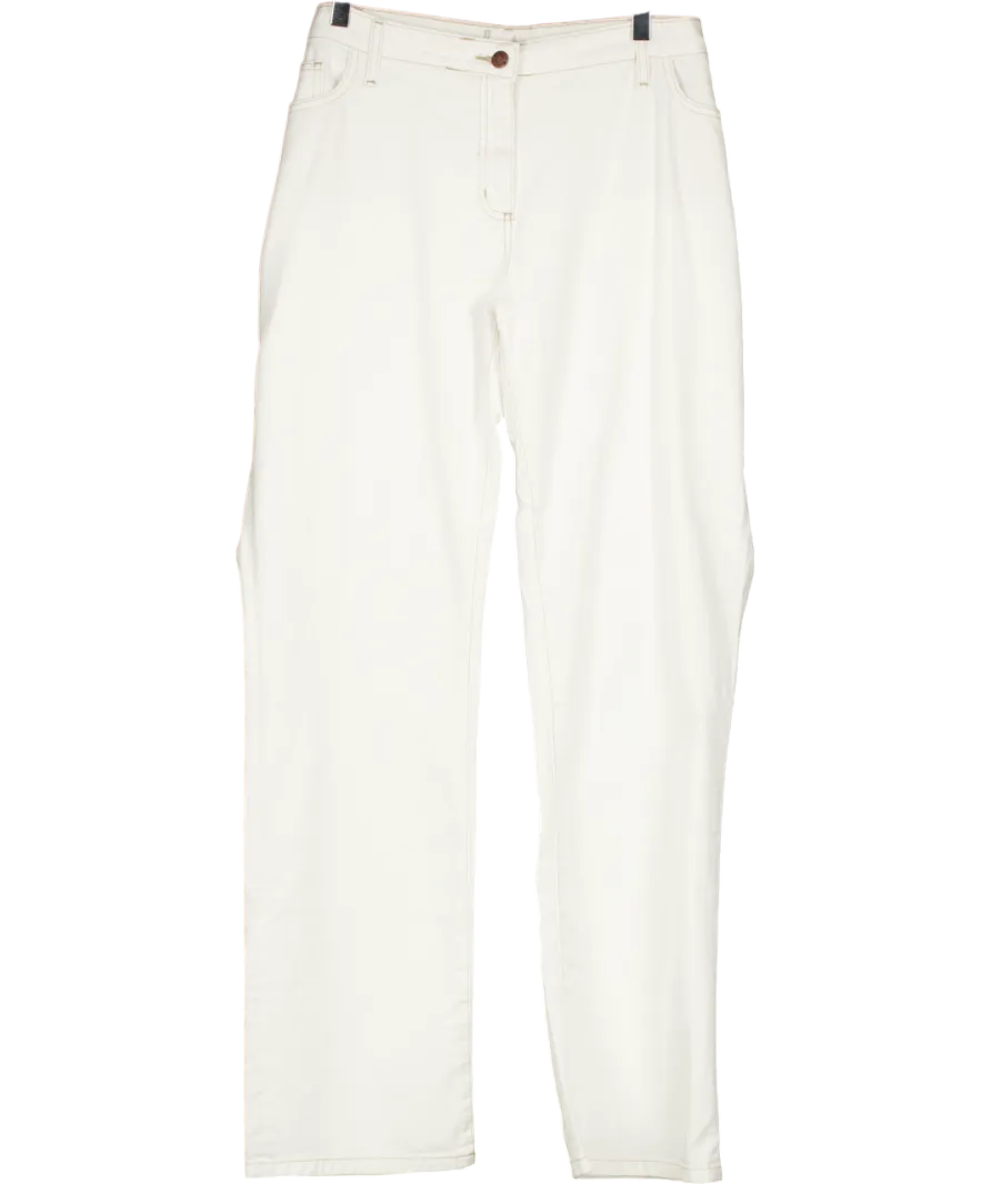 Boden White Straight Leg Contrast Stitch Jeans Long UK 22