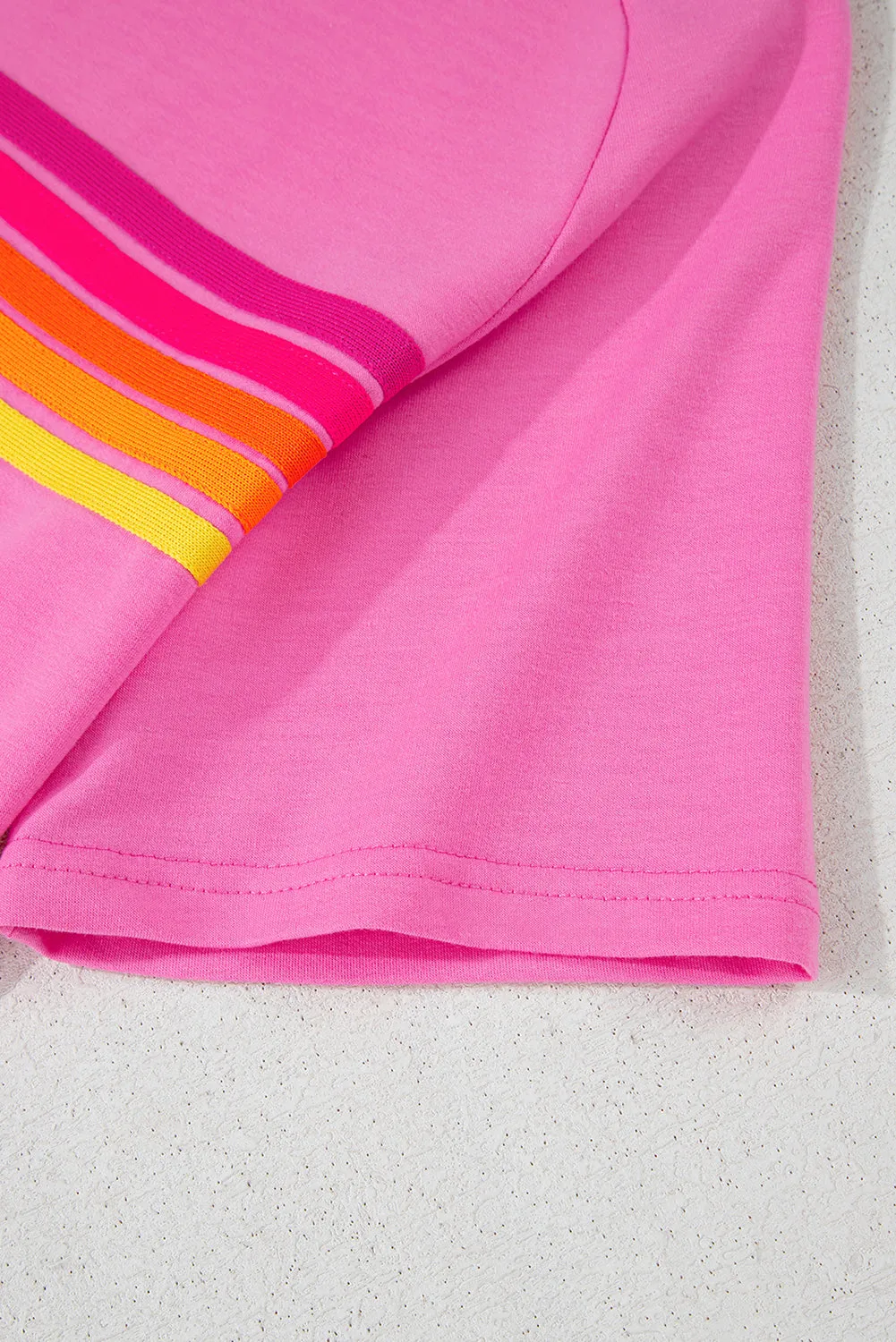 Bonbon Striped Patch Front Casual Tee