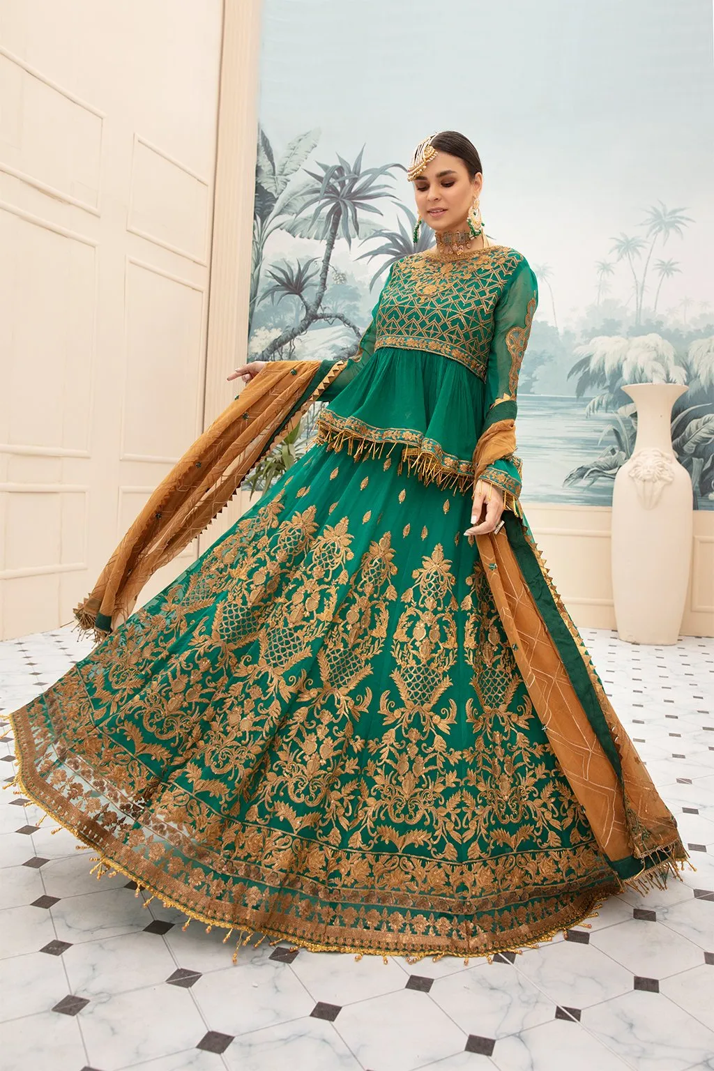 Bottle Green Designer Bridal Dress Best For Wedding # CA103