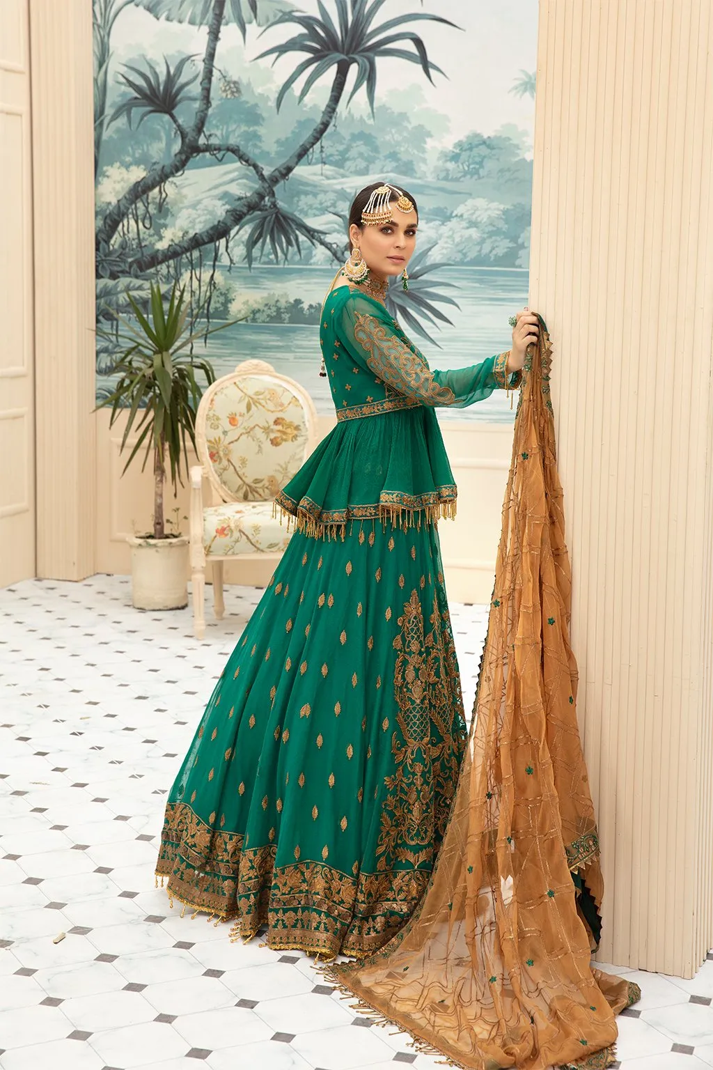 Bottle Green Designer Bridal Dress Best For Wedding # CA103