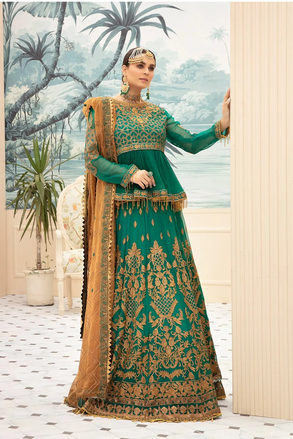 Bottle Green Designer Bridal Dress Best For Wedding # CA103