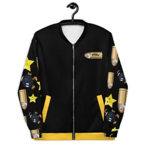 Bullet Bomb Star Unisex Bomber Jacket - Black