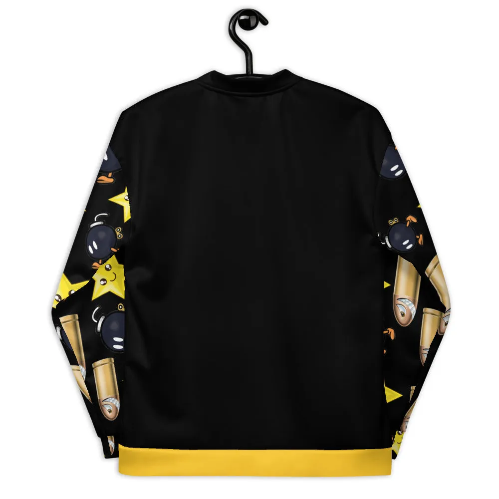 Bullet Bomb Star Unisex Bomber Jacket - Black