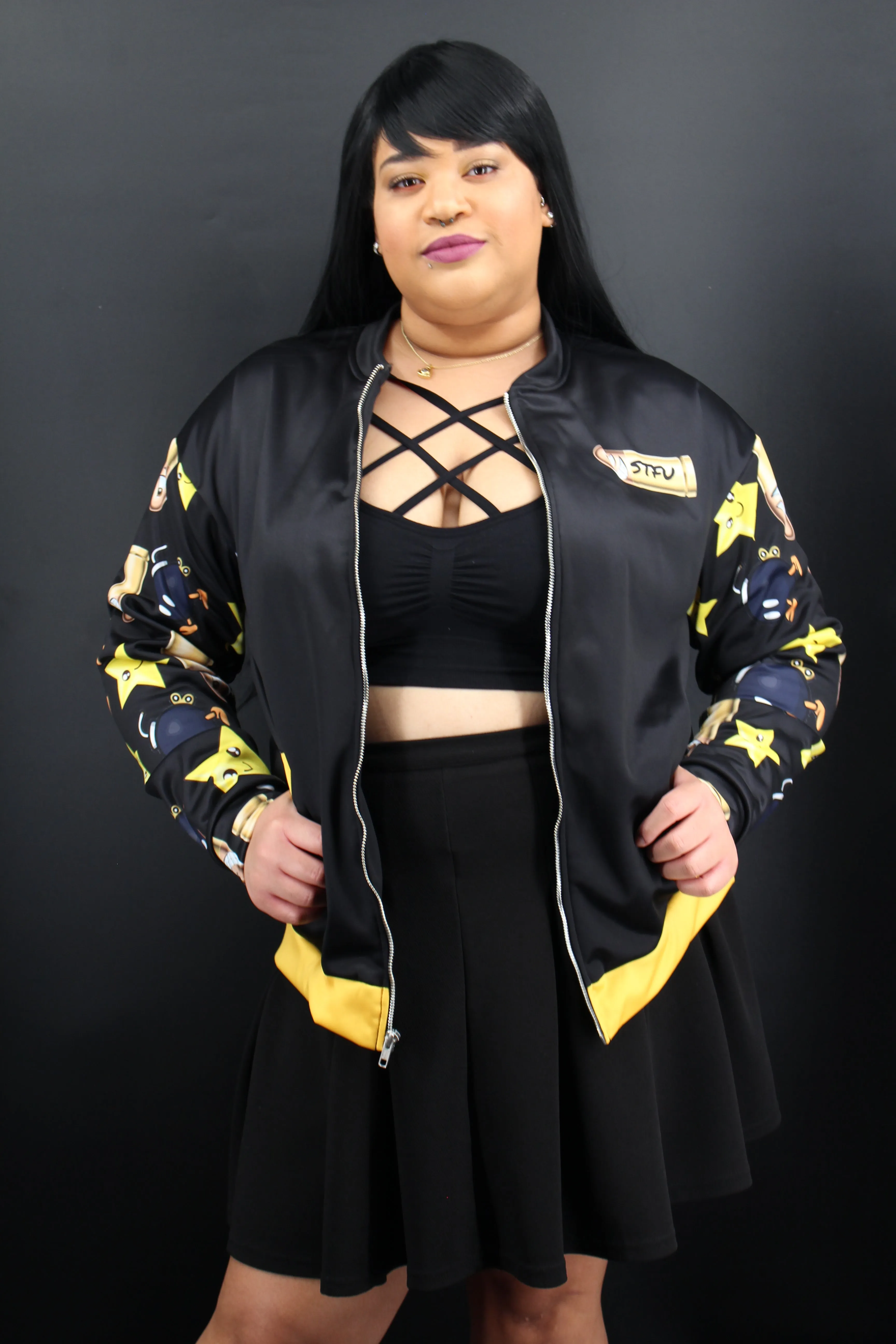 Bullet Bomb Star Unisex Bomber Jacket - Black