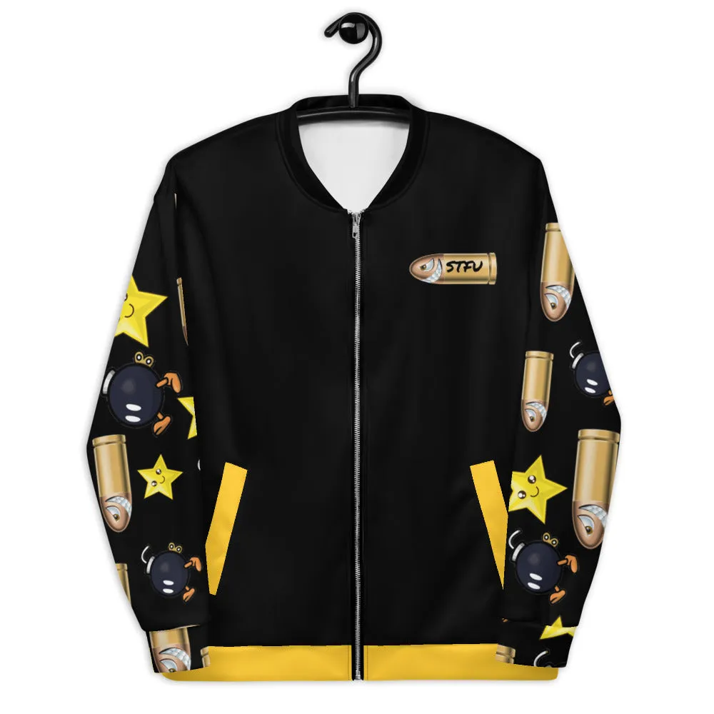 Bullet Bomb Star Unisex Bomber Jacket - Black