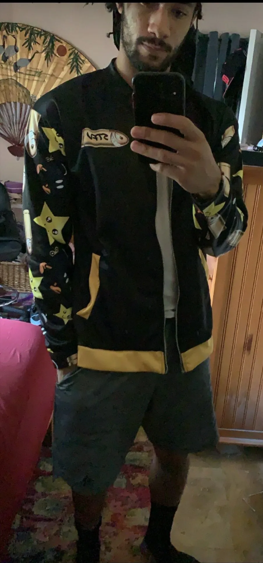 Bullet Bomb Star Unisex Bomber Jacket - Black