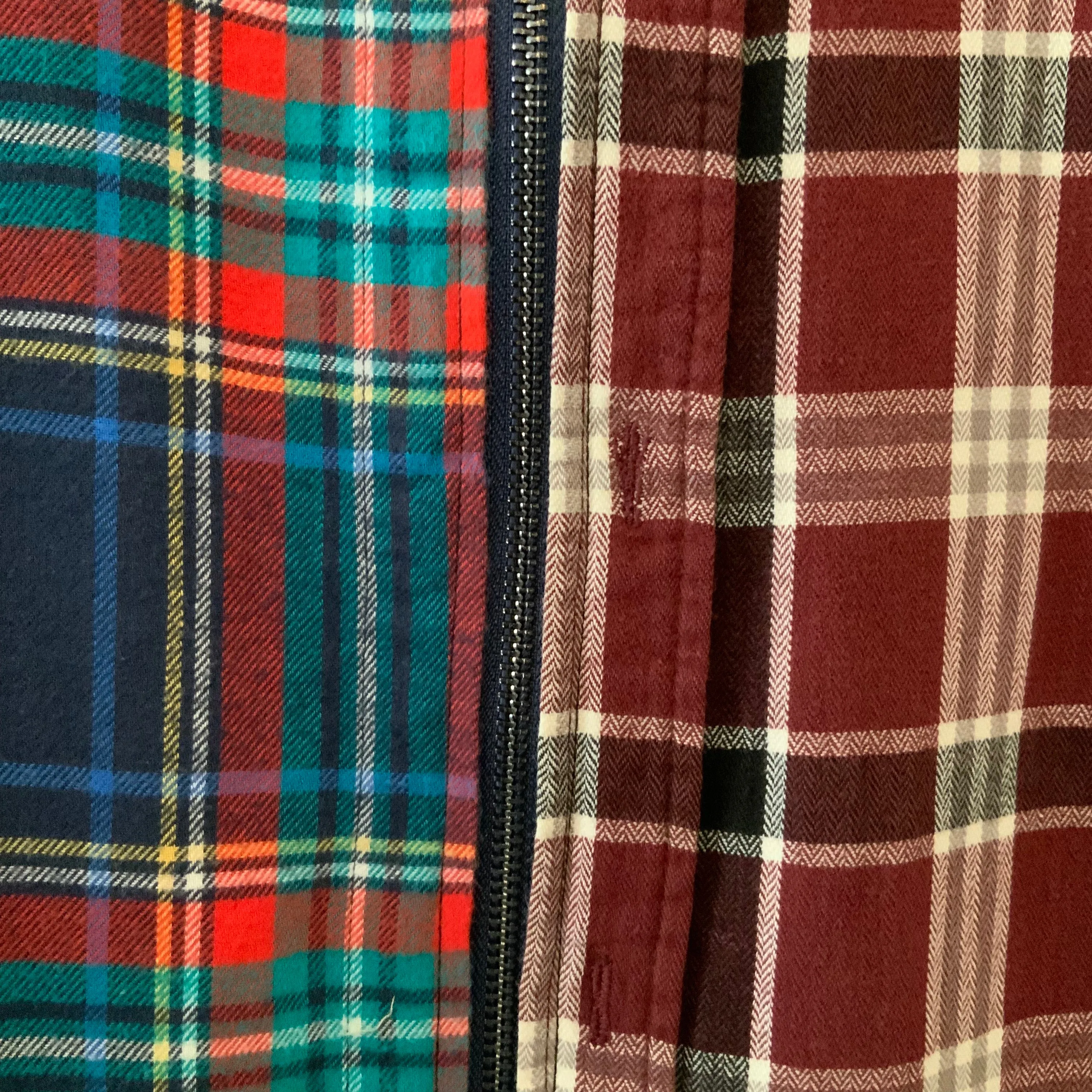 Burgundy/Blue Zip Split Flannel