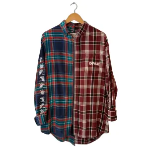 Burgundy/Blue Zip Split Flannel