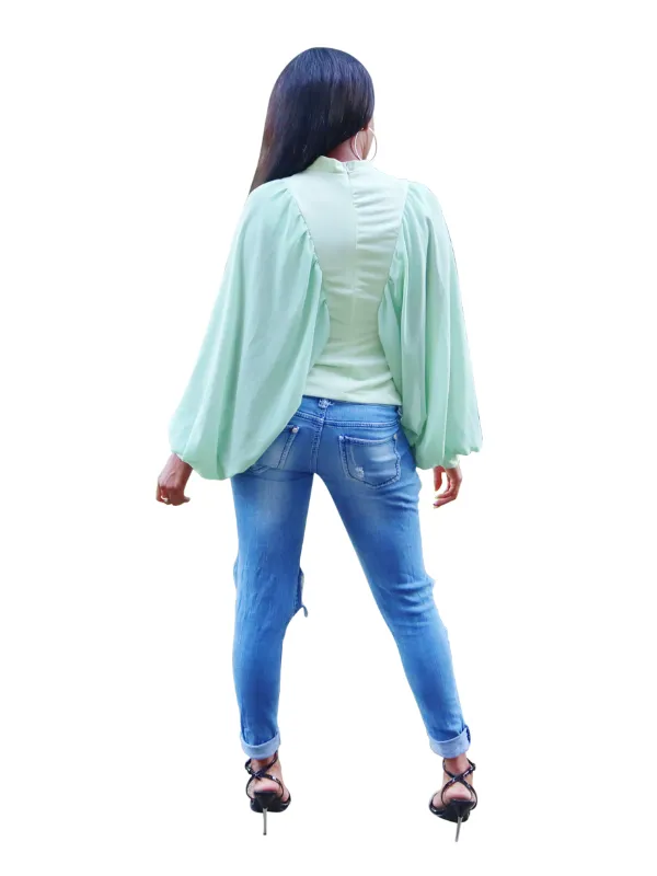 Business as usual- Batwing chiffon sleeve top
