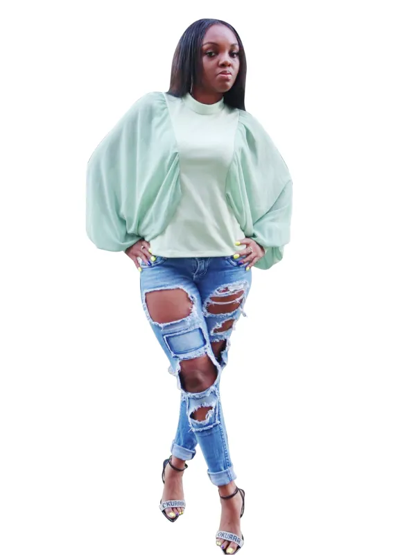 Business as usual- Batwing chiffon sleeve top