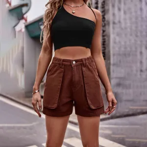 Buttoned Cargo Denim Shorts (3 Colors)