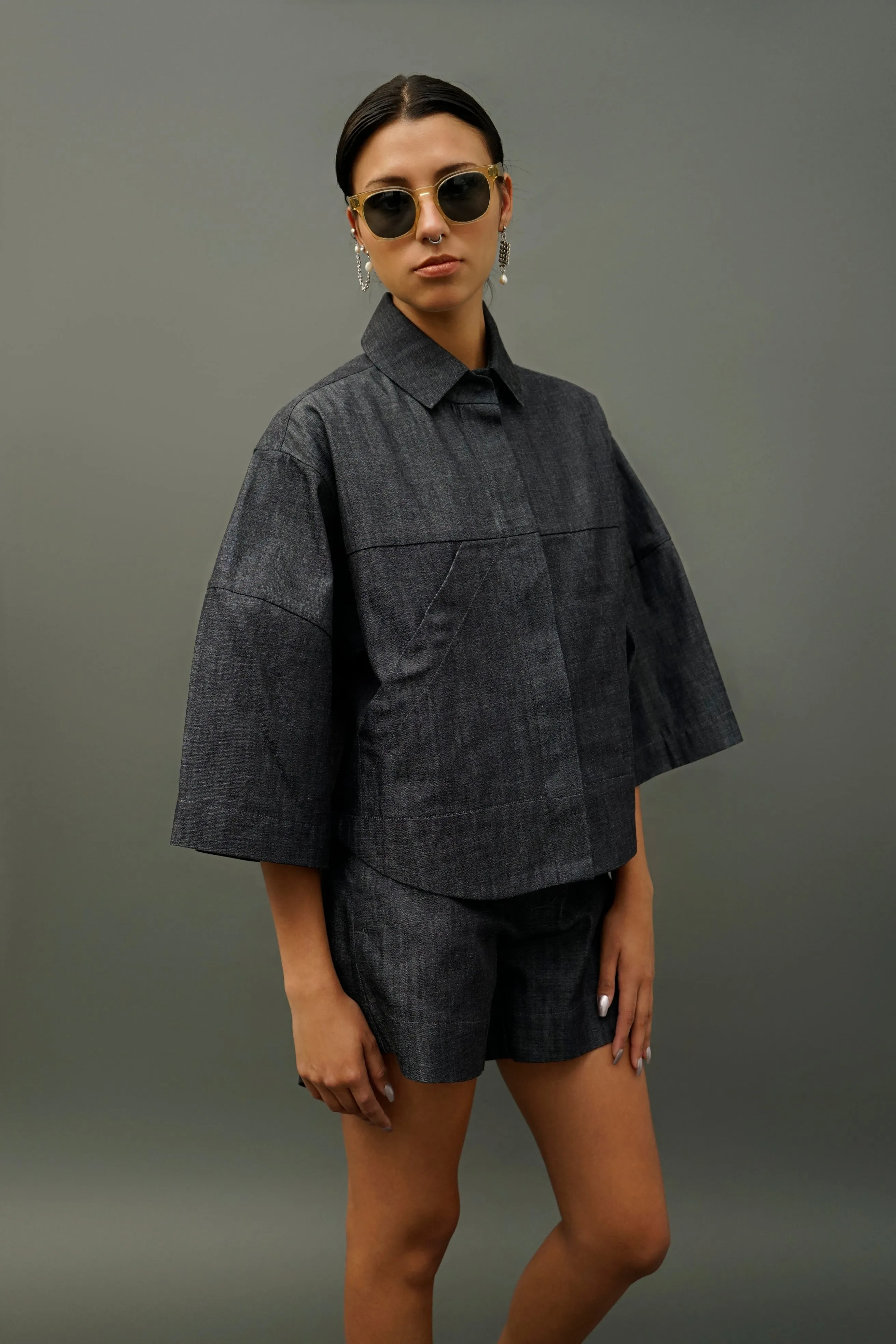 Calle Oversized Denim Utility Jacket