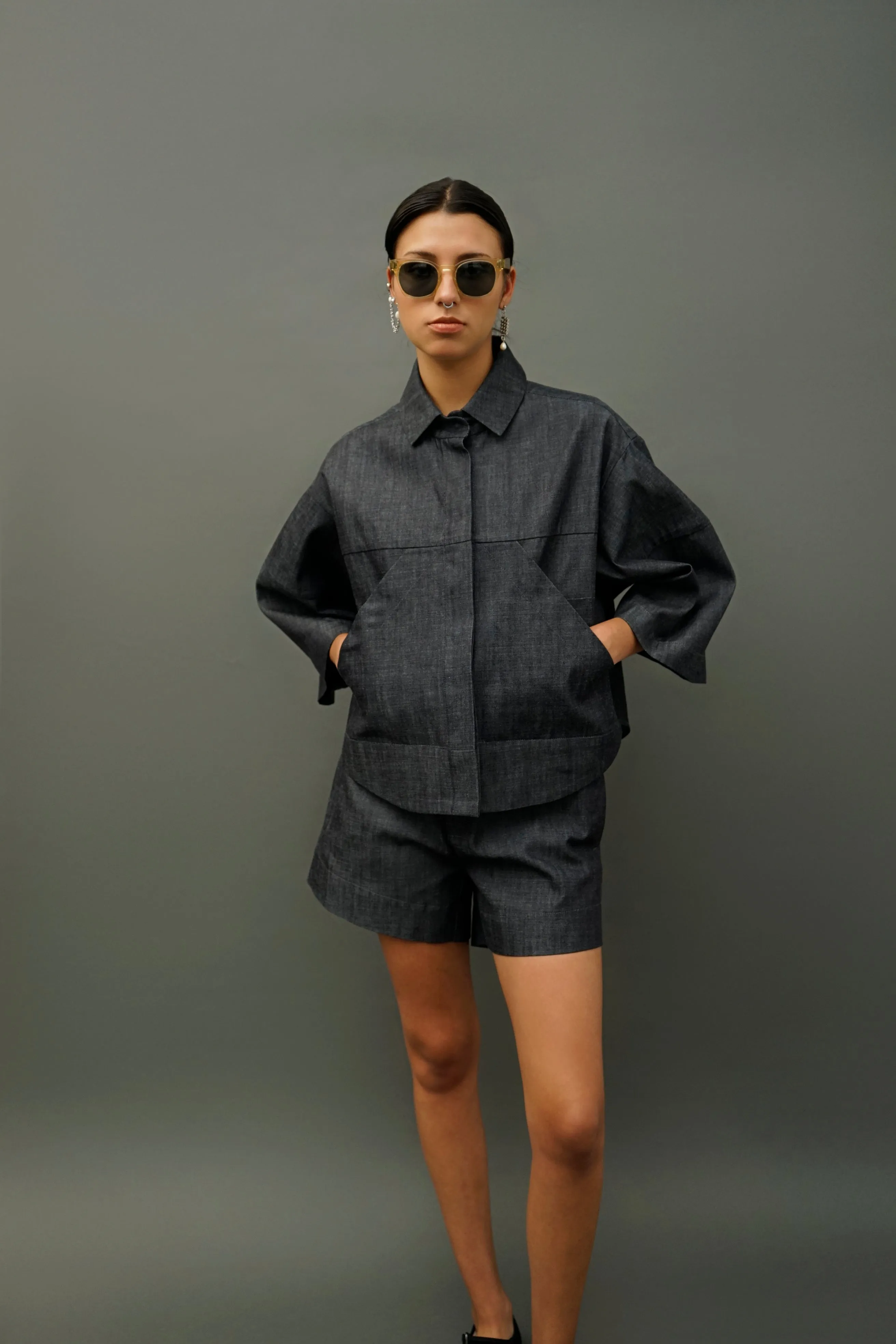 Calle Oversized Denim Utility Jacket