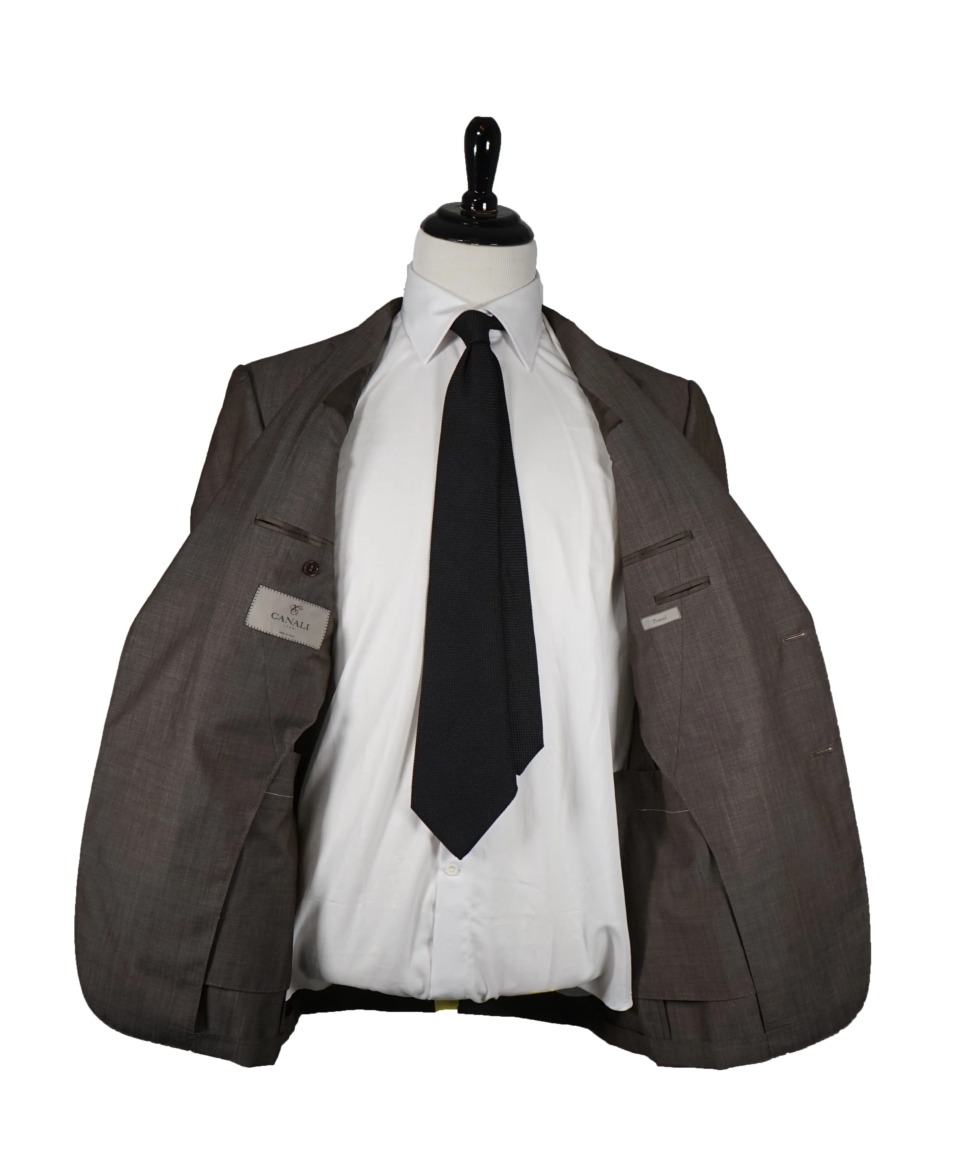 CANALI - Travel Collection Brown Birdseye Suit Partially Lined - 44R