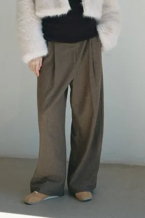 Chic herringbone texture wide-leg pants