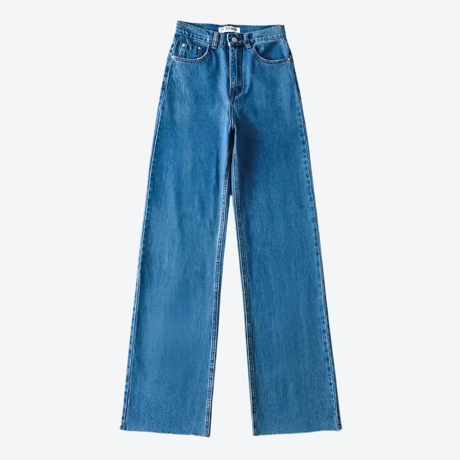 Classic Wide-Leg High-Waist Black Jeans