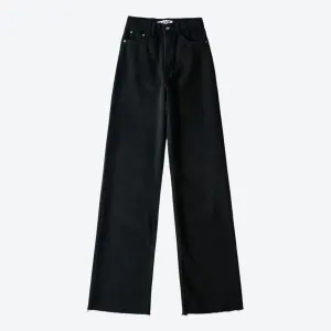 Classic Wide-Leg High-Waist Black Jeans