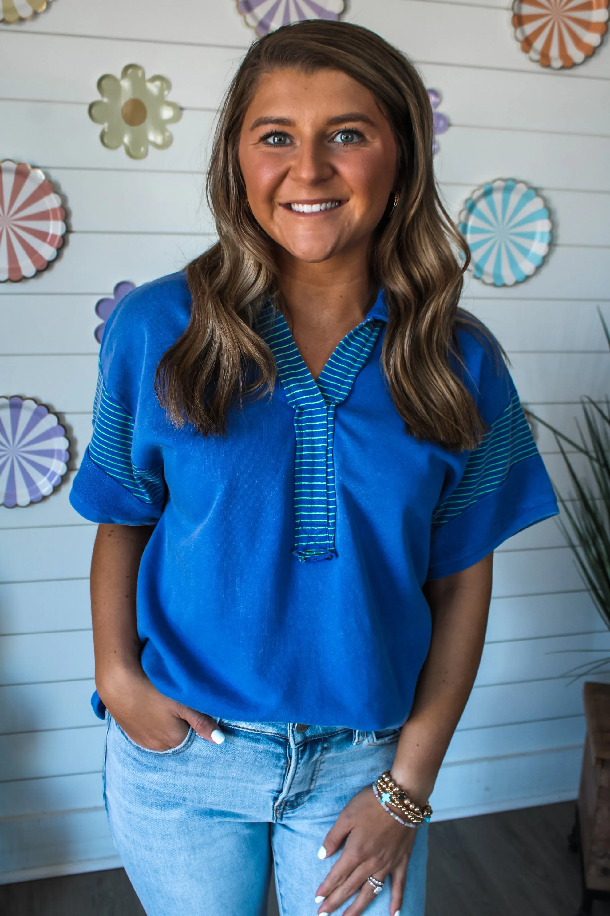 Cool In Blue Mineral Polo Top