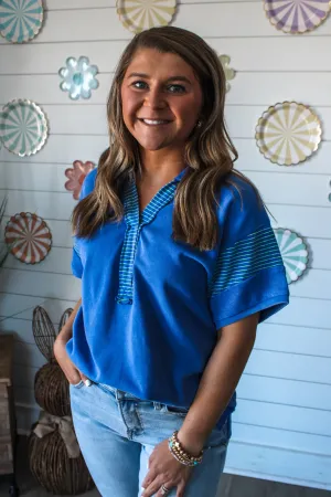 Cool In Blue Mineral Polo Top