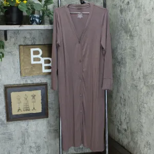 Cuddl Duds Softwear Stretch Maxi Button Front Cardigan Peppercorn Medium