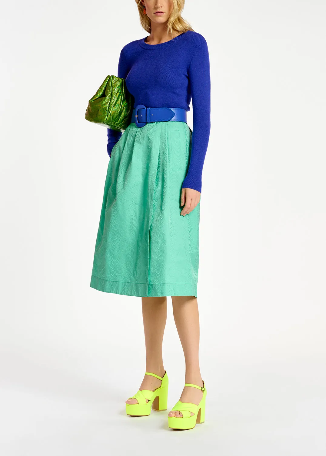 Dark blue rib-knitted sweater