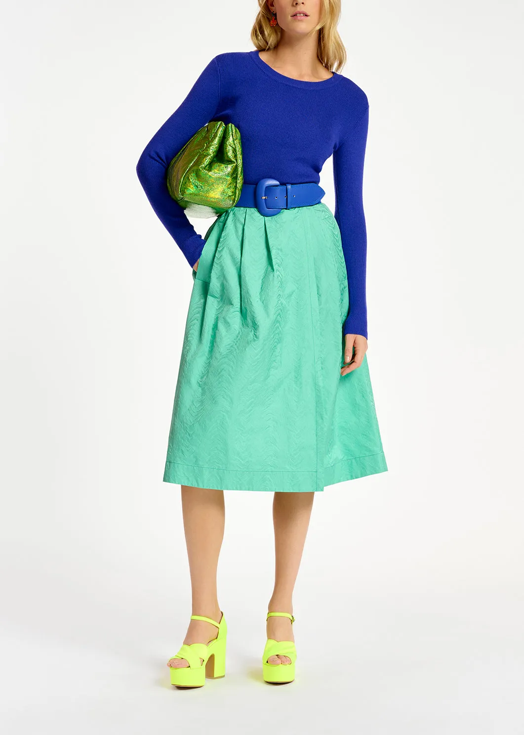 Dark blue rib-knitted sweater