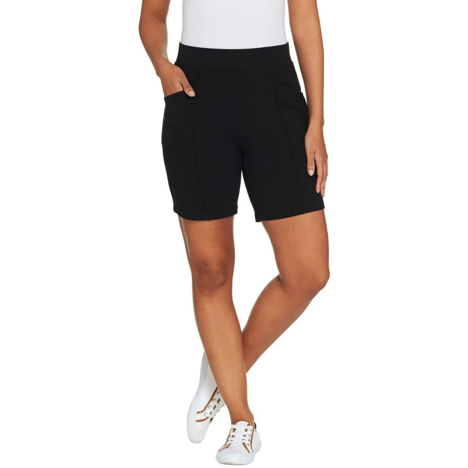 Denim & Co. Active Women's Duo Stretch Shorts With Pintuck Detail