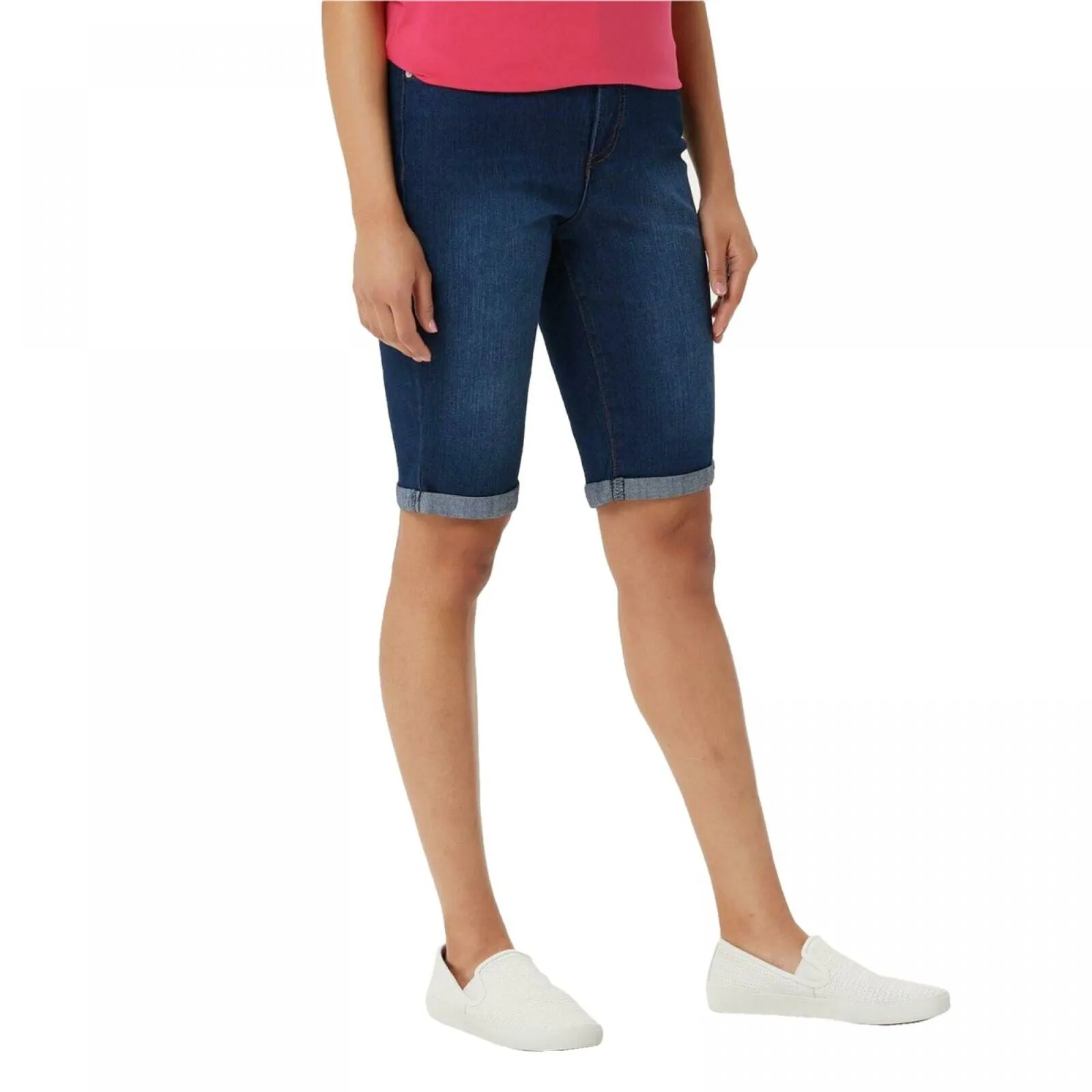 Denim & Co. Womens 5-Pocket Cuffed Bermuda Shorts
