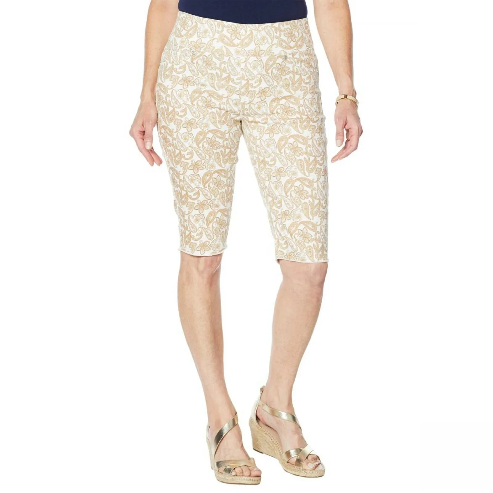 DG2 by Diane Gilman Pull On Bermuda Shorts Khaki Petite Large
