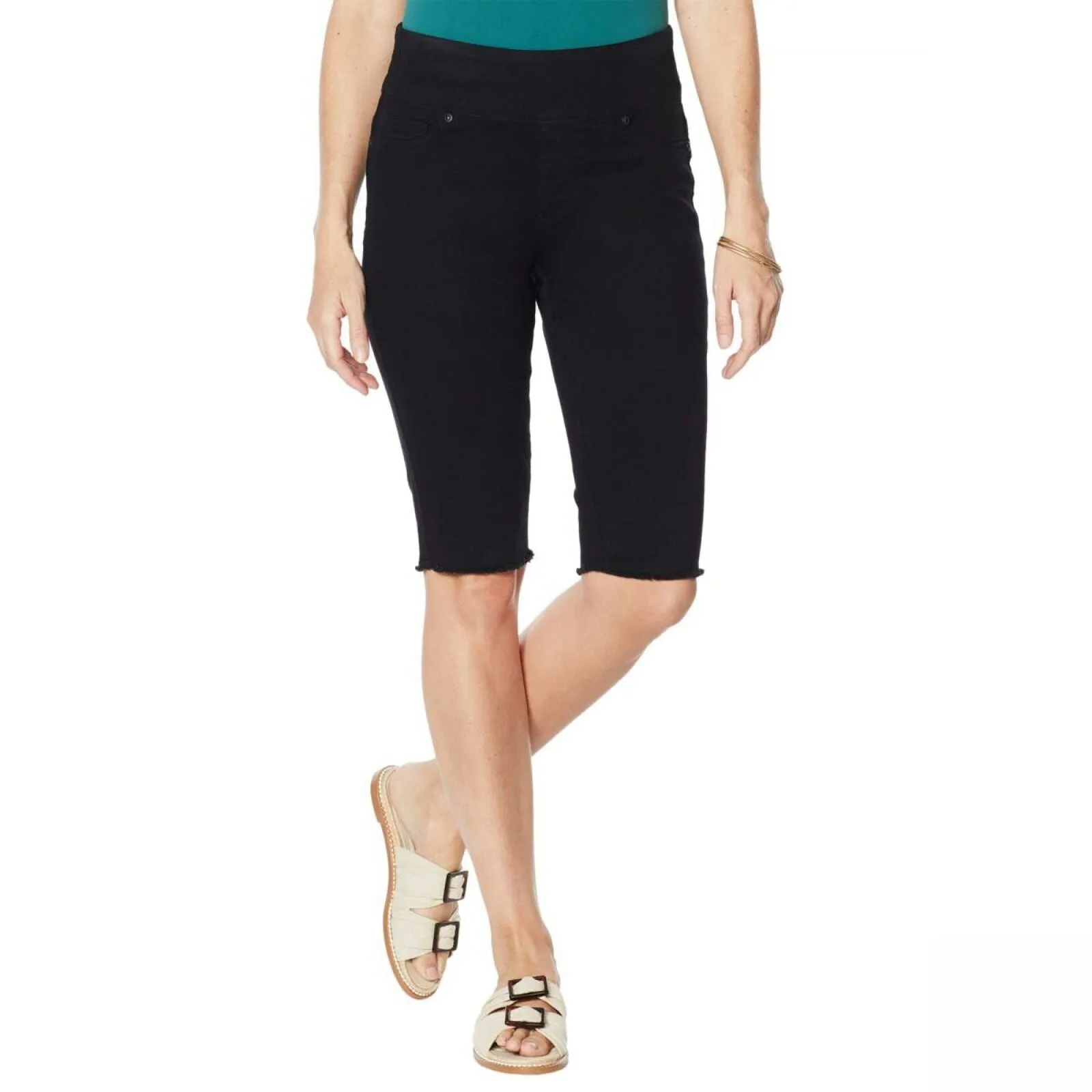 DG2 by Diane Gilman Women's Classic Stretch Pull On Bermuda Shorts Black Medium